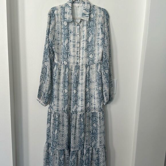 Karlie Printed Lo g Sleeve Maxidress L - Picture 1 of 10